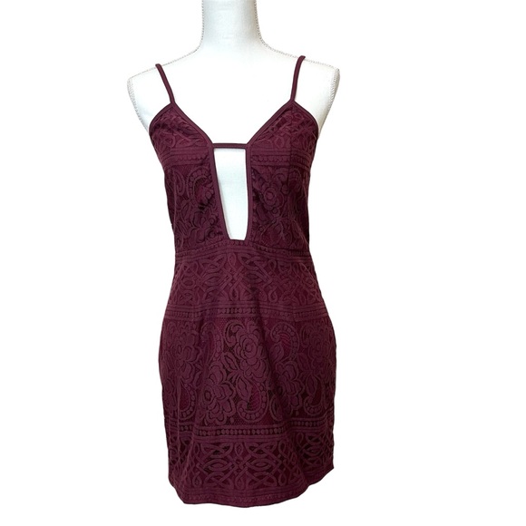 NWT TOBI Out For the Day Plunging Bodycon Mini Dress in Wine - Picture 2 of 16